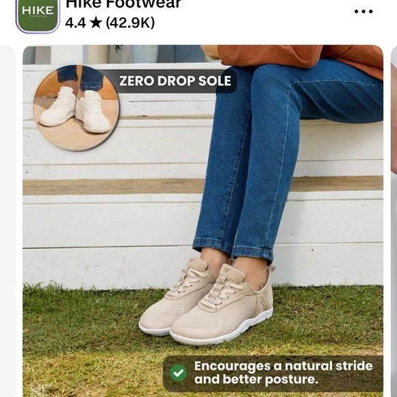 Hike footwear Women's Beige Sneakers Zero Drop Sole size 9/9.5 - Picture 1 of 16